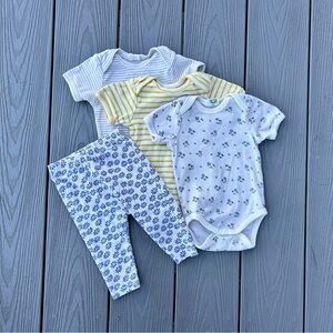 Nature Baby bodysuit and leggings bundle, floral and stripes